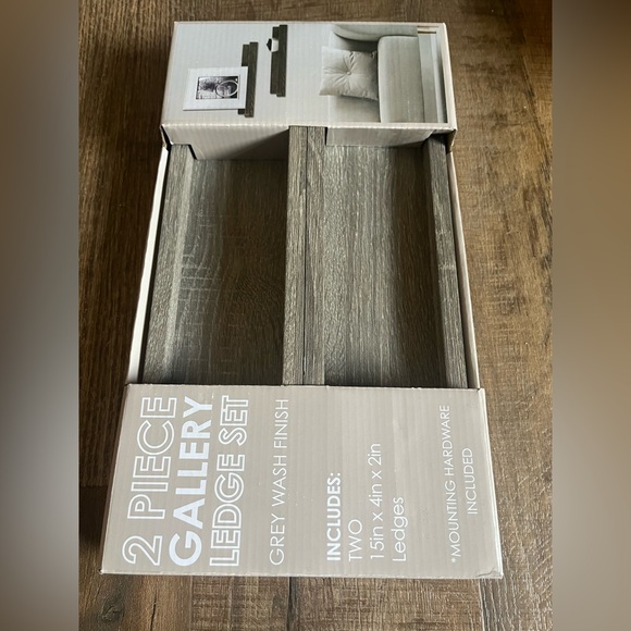 2 piece Gallery Ledge Set. Gray wash finish. NWT. Rustic. 15in x 4in x2in - Picture 4 of 5